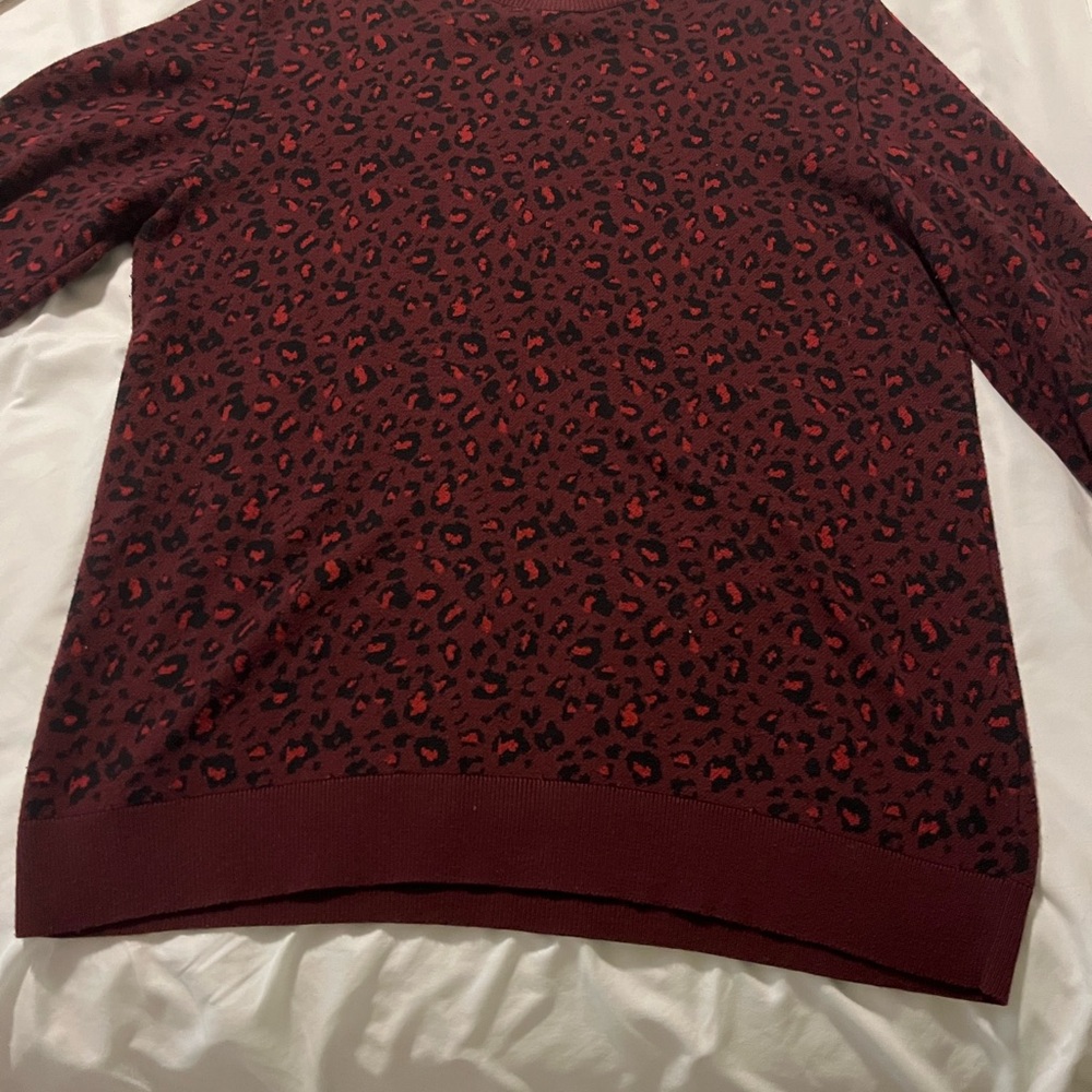 Red Leopard Print Sweater Zara size XL